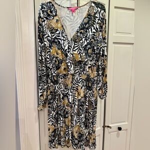 Lilly Pulitzer Talley Dress, Onyx Peony Party,Size XL